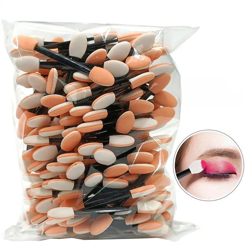100 Teile/beutel Kleine Tragbare Lidschatten Applikatoren In Groß Doppel Schwamm Lidschatten Pinsel Make-Up Mini Werkzeuge Großhandel