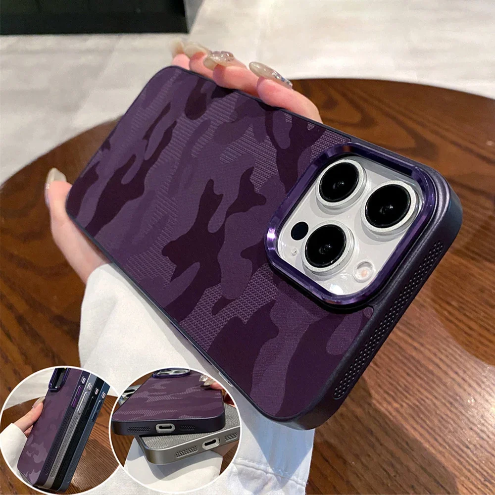 CamSolomon-Coque de téléphone avec cadre de refroidissement en cuir, coque arrière de protection antichoc, placage, luxe, iPhone 16 15 14 13 12 Pro Max 11