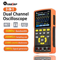 TOOLTOP ET852C 2CH 50MHz Handheld Digital Oscilloscope 25000 Counts True RMS Multimeter Signal Generator 128K Storage Depth