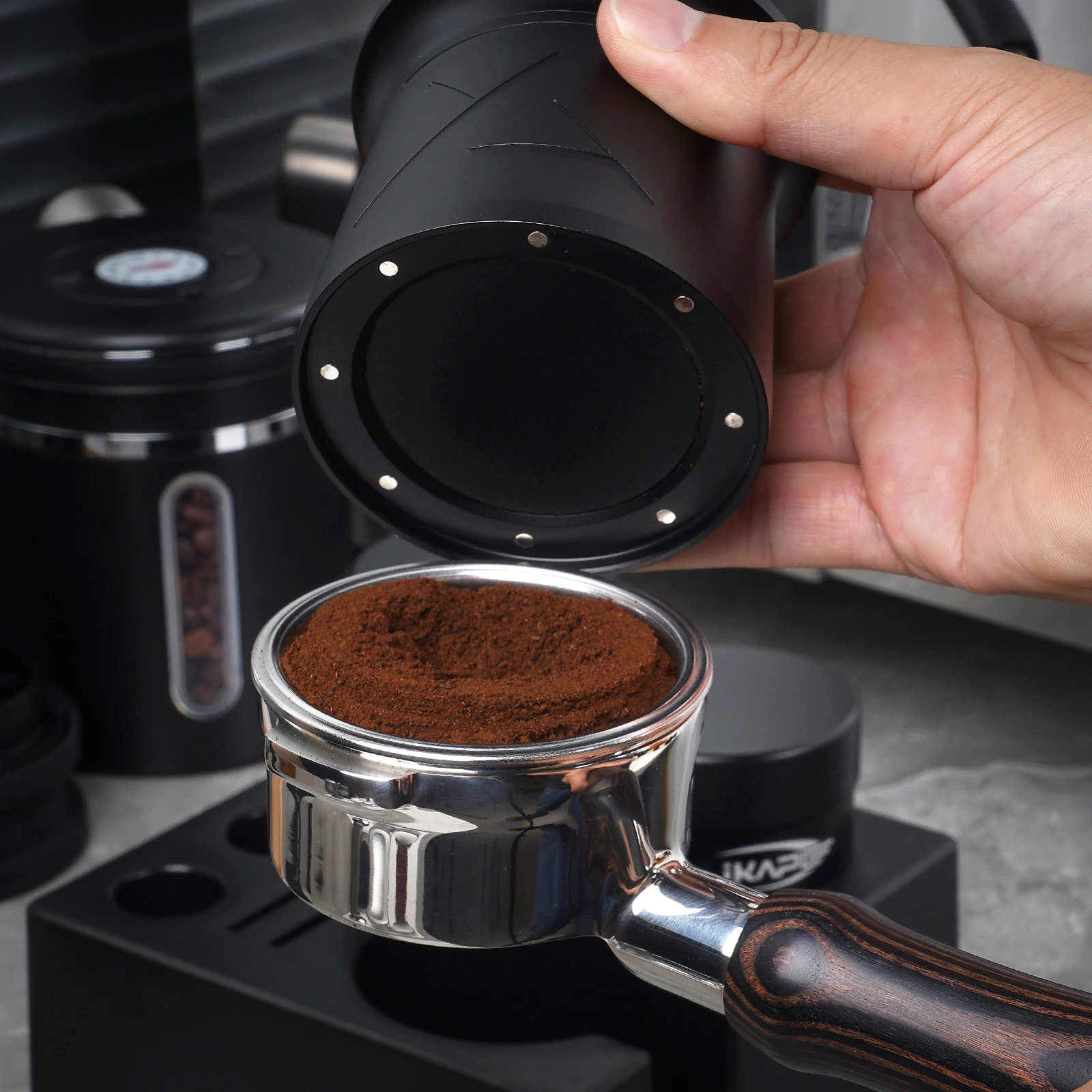 IKAPE Coffee Blind Shaker, Espresso Powder Receiver Cup, Coffee Powder Receiver Container for 51/54/58mm Portafilters (z-graphs)
