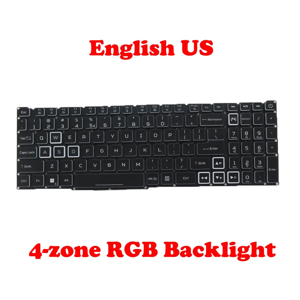4-zone RGB Backlight Laptop Keyboard For ACER PH315-54 NSK-RAQABC English US Blue WASD/Direction Key New