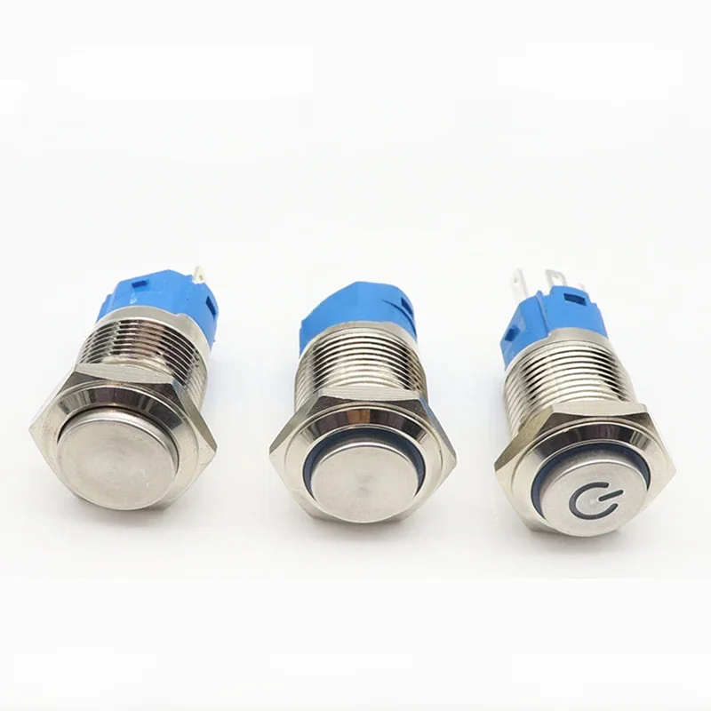 12/16/19/22mm Wysoki okrągły metalowy przełącznik przyciskowy Zasilanie Wodoodporny IP65 LED Światło Samoblokujący Reset Chwilowy 6V 12V 24V 220V — zdjęcie 2