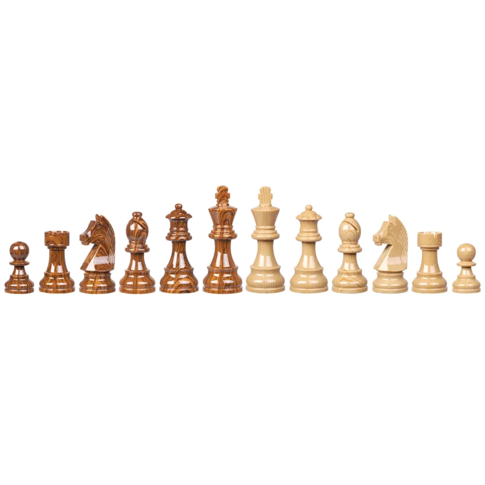 Weighted 3-Inch Wood-Grain Acrylic Chess Masterpiece with Elegance - Chess pieces, German Knight Staunton Chessmen