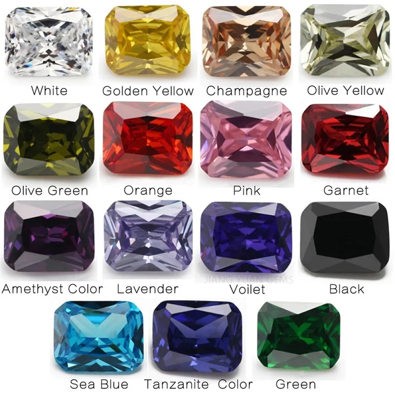 1pcs Per Color Total 15pcs Octangle Cut Loose Cubic Zirconia Stone Mix 15 Colours CZ Synthetic Gemstone for Jewelry Making