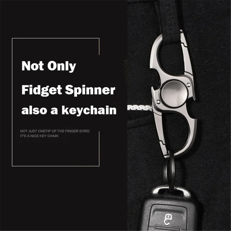 Aoma Fidget Spinner Keychain men\'s creative Design Gift Stainless Steel car key waist Pendant Ring Creative fidget toys