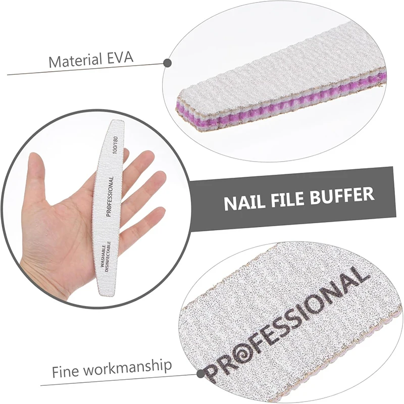 مجموعة مبرد أظافر مكونة من 5 قطع - فريك مختلفة للملفات والتلميع واللمعان