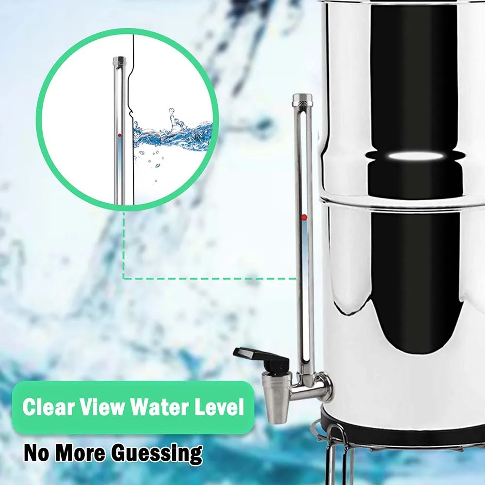 Stainless Steel Sight Glass Spigot with Clear View Water Level. 7\'\'Sight Glass Compatible with Travel Berkey and Big Berkey