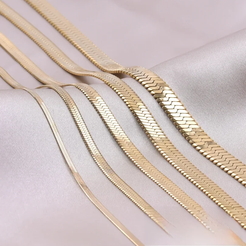 Glowcat 2/3//6mm Schlangen kette Halsketten für Frauen Männer Accessoires Edelstahl Flach ketten am