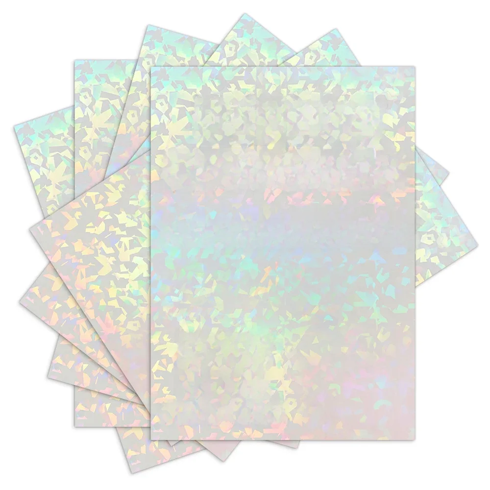 50 arkuszy A4 Holograficzna taśma samoprzylepna z folii piaskowej Powrót Złamane szklane serce Folia do laminowania na zimno na papierze Plastikowa karta opakowania DIY — zdjęcie 2