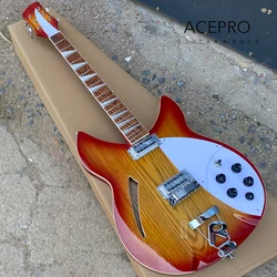 ASH Body 360 Electric Guitar, 6 String Semi Hollow Body, Cherry Burst Color, Rosewood Fretboard, Guitarra, Free Shipping