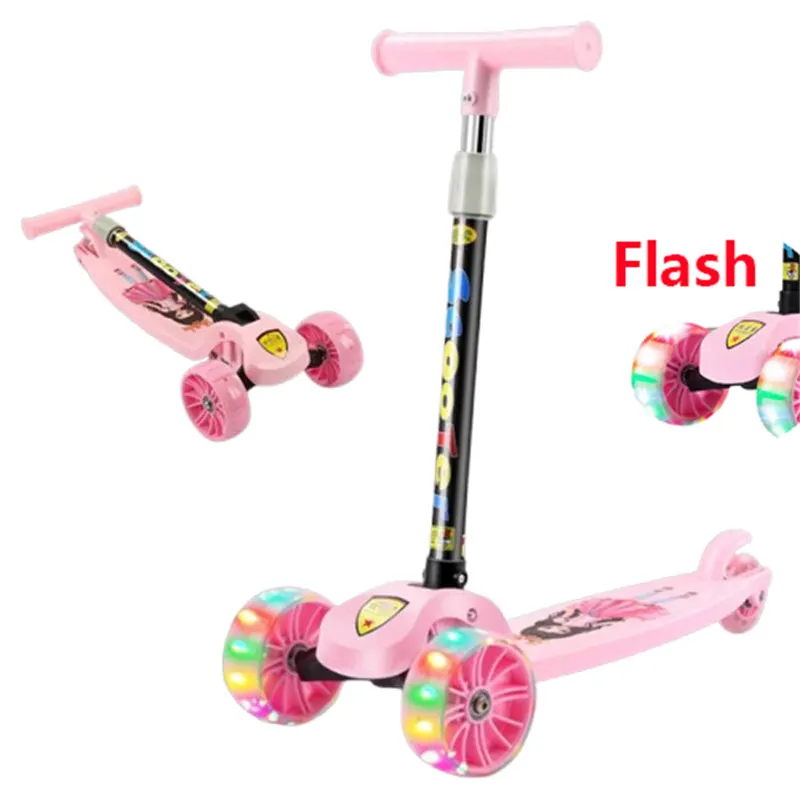 Foldable Children Scooter With Flash Heights Adjustable Kids Scooter slap For Boys And Girls 1-8 years old Hoverboard Scooter