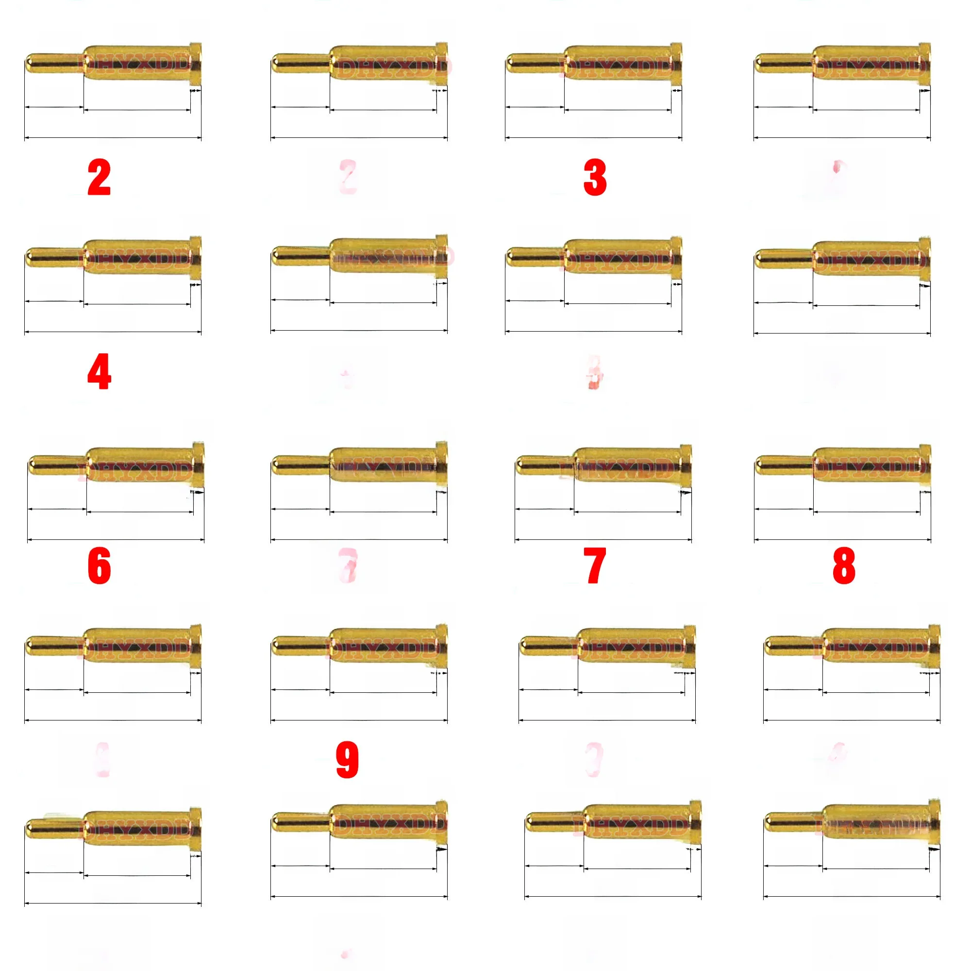 10X złącze szpilkowe Pogo pin sprężyna baterii załadowany skontaktuj się z SMD igły PCB 2 3 4 5 6 7 8 9 10 12 14 15 16 18 20.5mm sonda testowa — zdjęcie 2