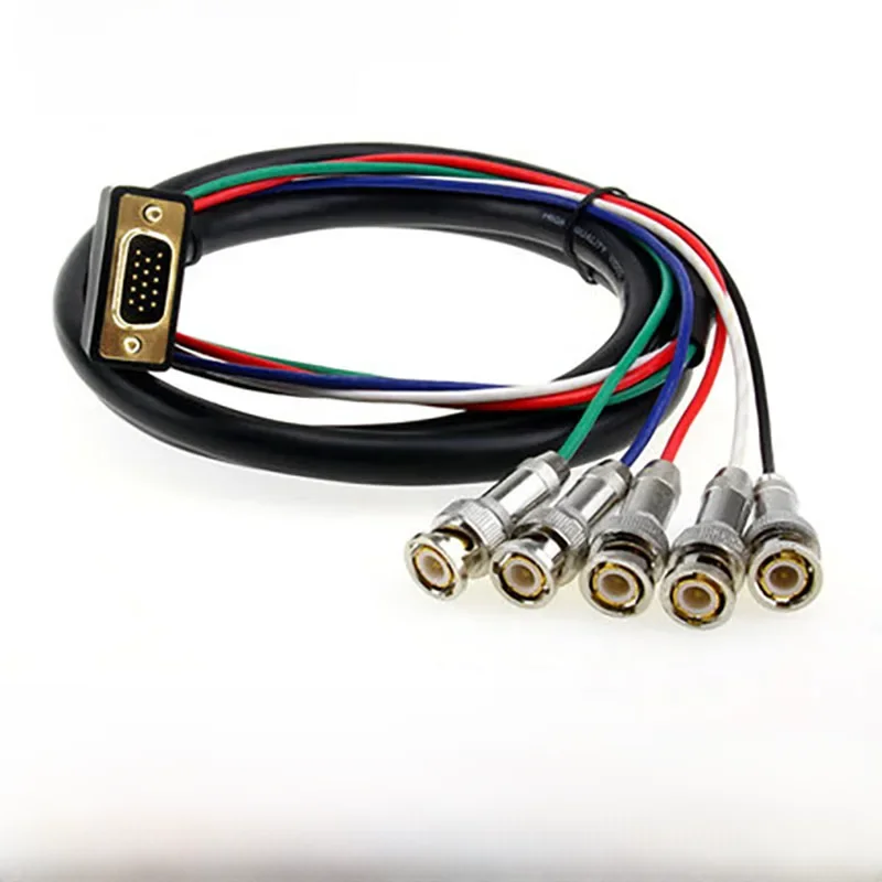 Câble vidéo VGA vers RGBHV HDB15 vers 5 BNC RGB, pour moniteur HDTV