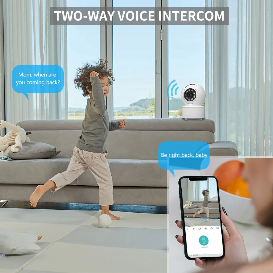 ICSEE-Monitor de seguridad inteligente con WIFI para bebé, cámara de visión nocturna a todo Color con seguimiento automático, Audio bidireccional, 1080P