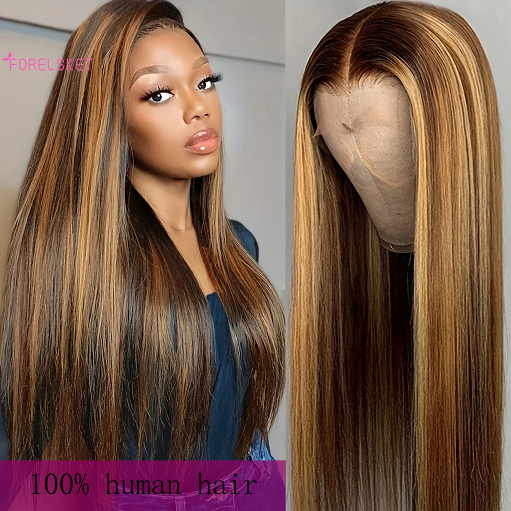 Forel sketombre glattes menschliches Haar Perücke blonde Ombre Spitze Front Perücke menschliches Haar 13x4 vor gezupft mit Babyhaar Dichte