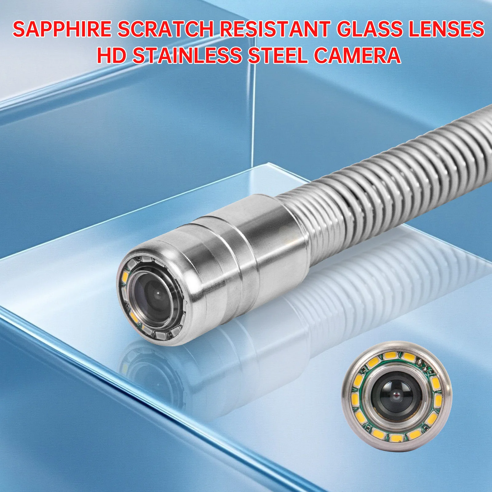 SYANSPAN 23mm Pipe Inspection Camera Accessories, Drain Pipeline Industrial Endoscope Camera 12 LED Single Lens Without Pulley