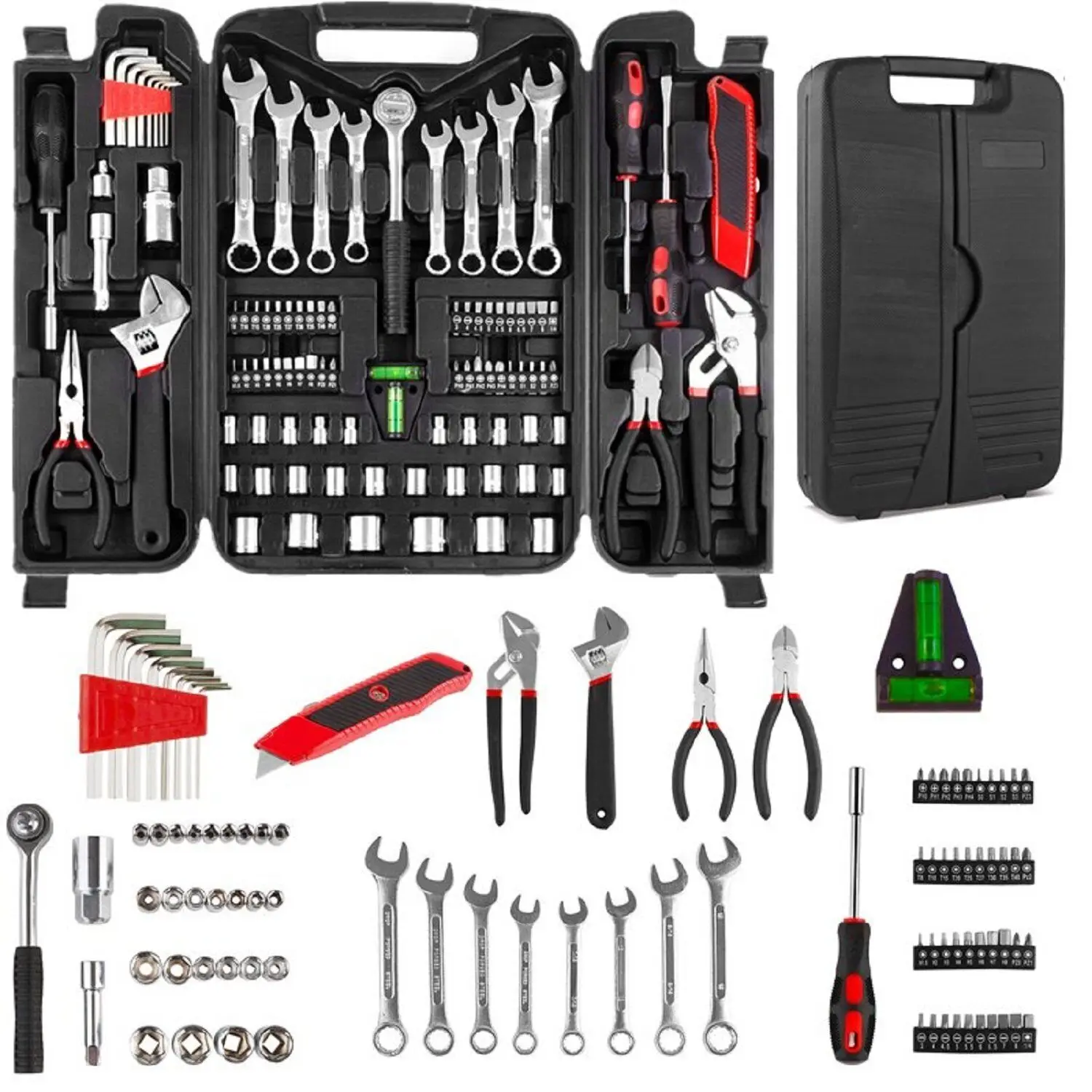 95 Piece Tool Kit Professional Auto Repair Tool Set Combination Package Socket Wrench with Most Useful Mechanics Tools