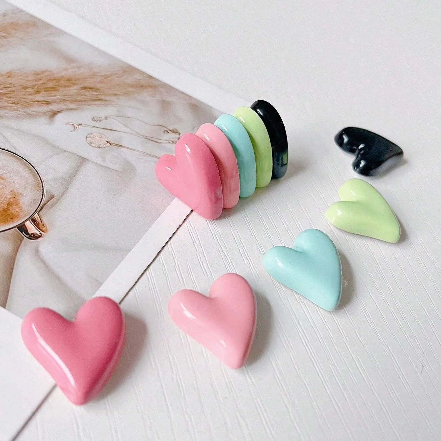 5/10pcs Morandi Colored Heart shaped Refrigerator Magnet, Photo Message Fixed, Home Decoration