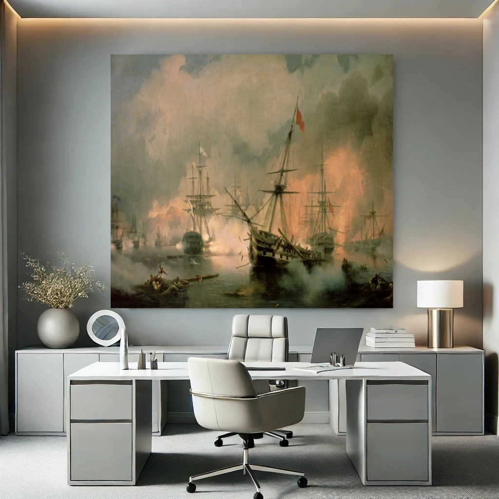 Decorative Art Landscape Oil painting on Canvas The Battle of Navarino, by Ivan Konstantinov Wall Art Reproduction Handpainted