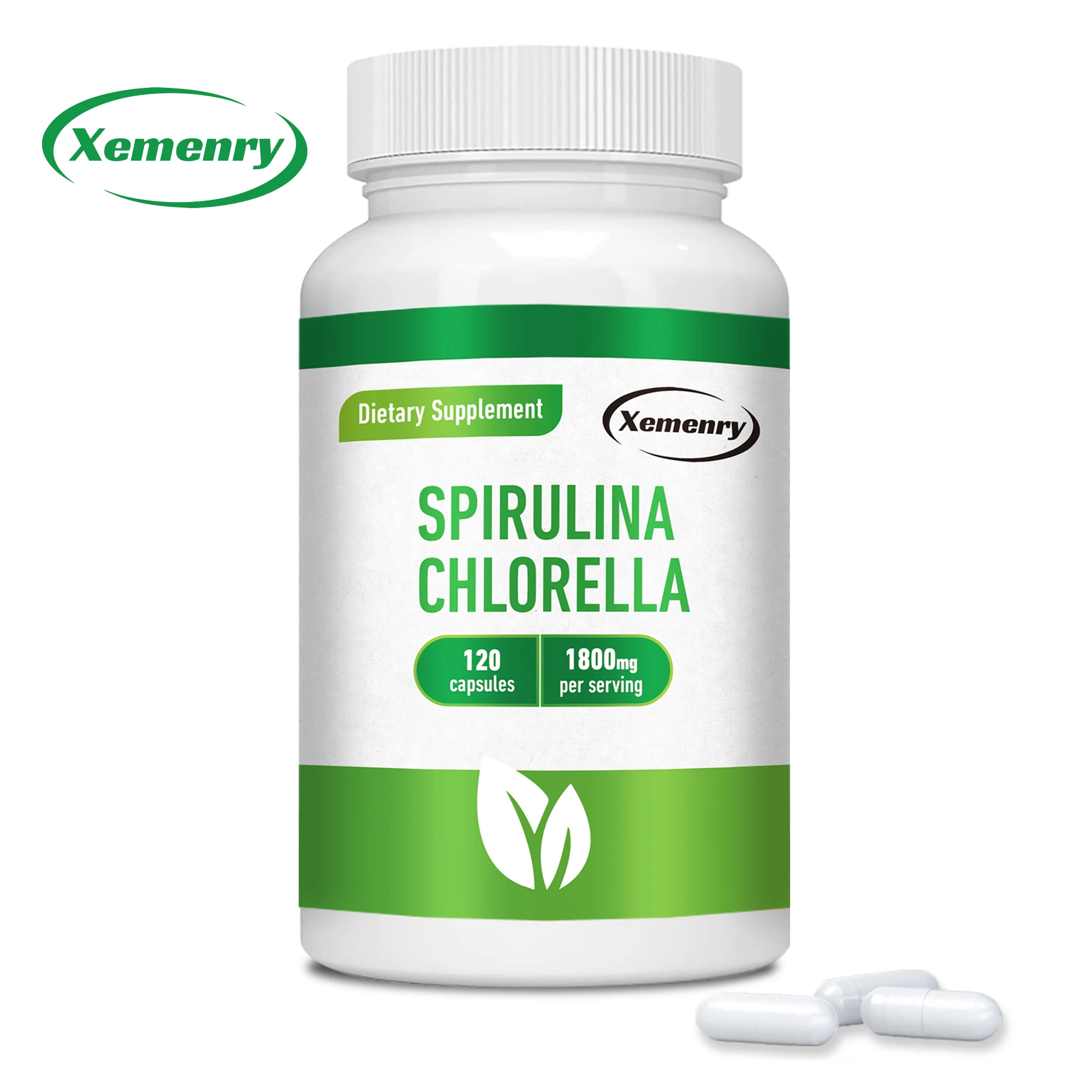 Spirulina Chlorella Capsules - Used for Immunity, Antioxidants, and Energy Support, Antioxidant - 120 Capsules