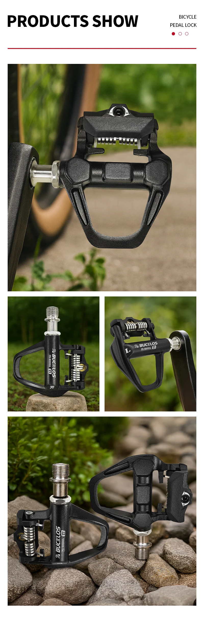 BUCKLOS Titan Spindel PD-R8000 Pedal für SPD-SL Aluminium Fahrrad Klickpedal Ultraleichtes Rennradpedal mit Klampe – Detail 12