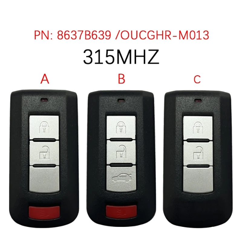 

CN011034 Replacement Smart Car Key Fob For 2018-2022 Mitsubishi Eclipse Cross Remote 315Mhz FCCID OUCGHR-M013 ,8637B639