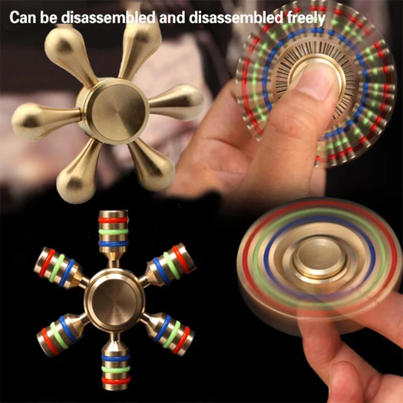 Metal Rainbow Spinner Copper Bearing Spinner Brass Fidget Spinner For Autism Adult Anti Relieve Stress Hand Spinner Toy Spiner