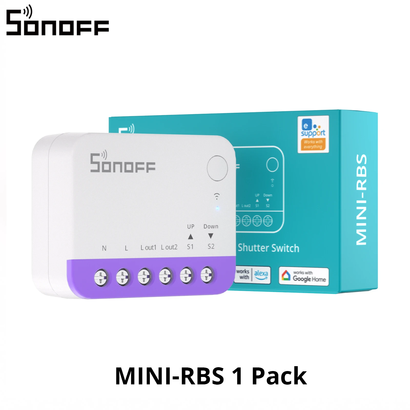 SONOFF MINI-RBS Rollladen- & Jalousieschalter Unterputz – Matter kompatibel, präzise Steuerung, Zeitplan & Kalibrierung, Alexa
