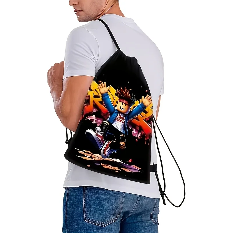 1Pcs Waterproof Gamer Drawstring Backpack Lightweight Gym Sackpack Travel Cinch Bag for School Party Gift Unisex