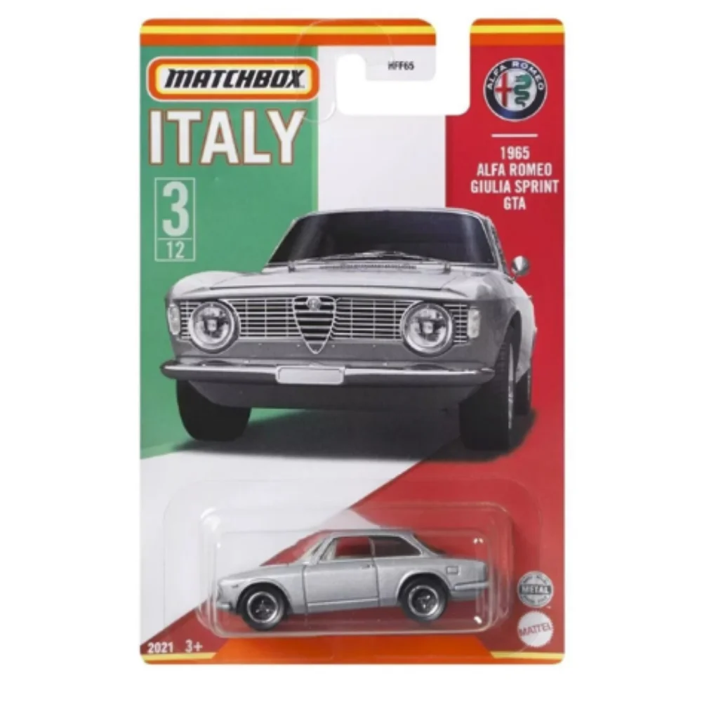 Matchbox 1:64 Best Of Italy Cars '65 Alfa Romeo Giulia Sprint Gta RKT-HFF68 Special Edition Collectible Metal Gray Classic Vehicle Hobby Kids Toy Miniature Model Figure