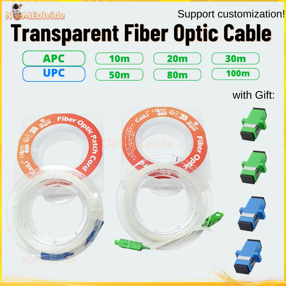 SC UPC APC Indoor Transparent Fiber Optic Cable G657A2 Invisible Singlemode Single Core Jumper Household Extension line