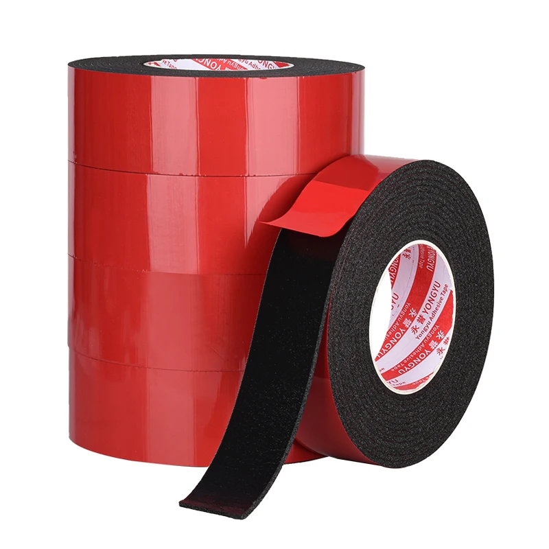 

Foam Double Sided Tape 1mm Thick Black PE Red Film Adhesive Damping Sponge Double-sided Tape for Advertising Car Photo Frame