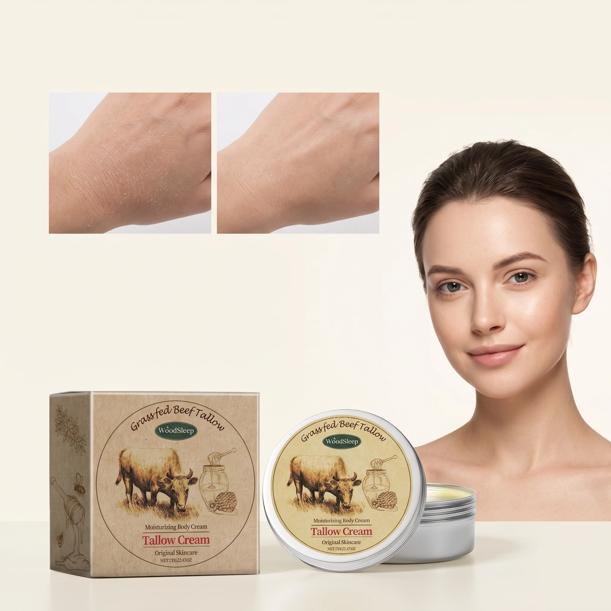 70g Grassfed Beef Tallow Balm Deep Moisturizing Improve Skin Texture Smoothing Reduce Dryness Strengthen Barrier Massage Non-greasy Body Cream