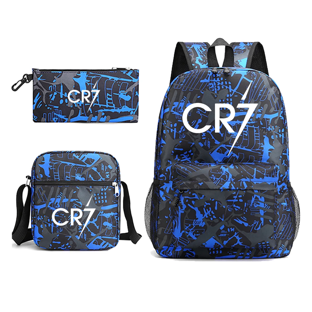 

3pcs New CR7 Backpack School Bags For Boys Girls Teenagers Laptop Mochilas Shoulder Bags