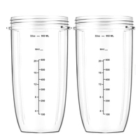 2 Pack Blender Cups for Nutribullet Juice Cup 32oz Replacement Cup for NutriBullet 600W /900W Blender Replacement Parts