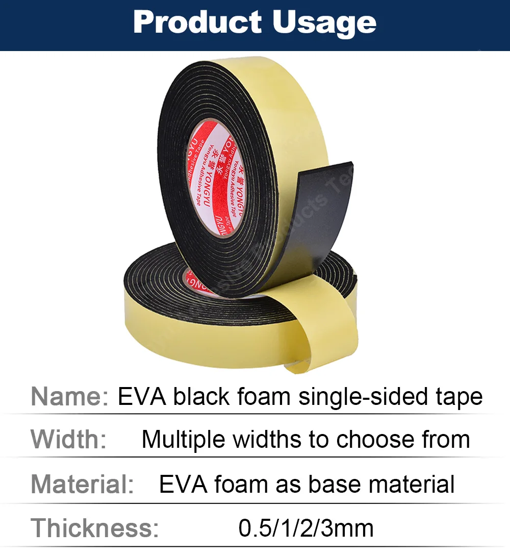 Cinta adhesiva de espuma EVA a prueba de humedad, cinta de protección de fricción, conservante, sello de una sola cara, autoadhesiva