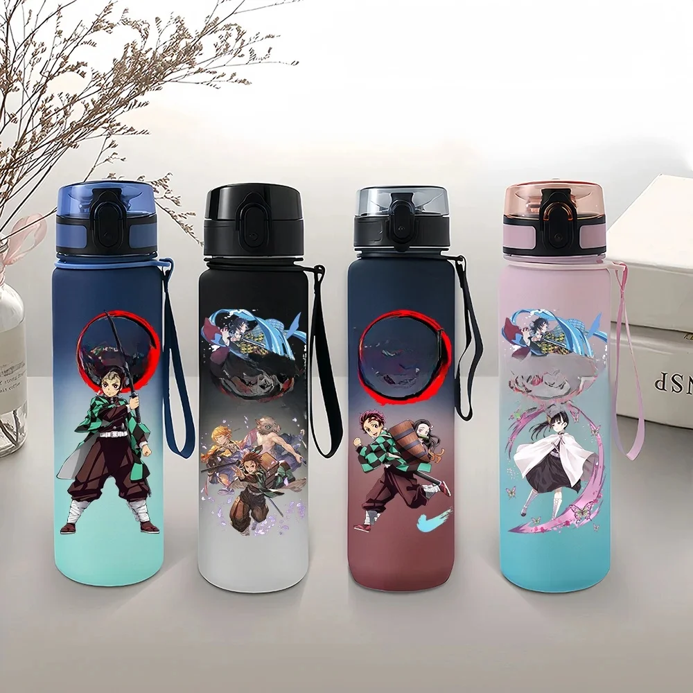 Demon Slayer Tanjirou Water Cup Drinking Outdoor 650ml Nezuko Water Bottle Children Portable Plastic Cartoon Large Capacity