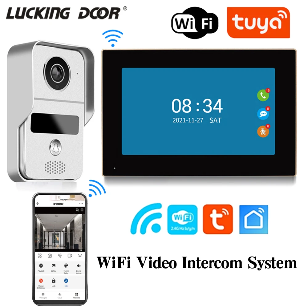 7 Inch Tuya Video Doorbell WiFi Outdoor Door Bell Waterproof IP65 Intercom Smart Home  Door Phone Camera