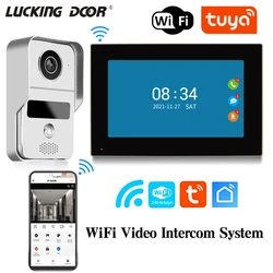 7 Polegada tuya vídeo campainha wi fi campainha da porta ao ar livre à prova dip65 água ip65 intercom câmera do telefone da porta de casa inteligente