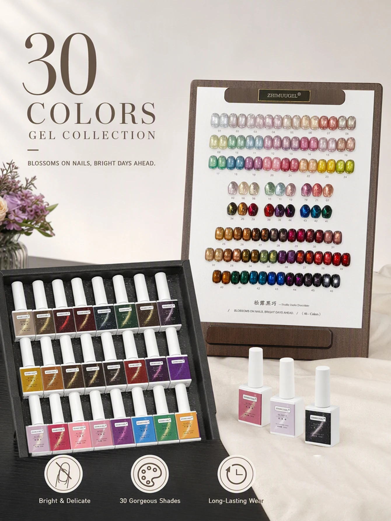 46-Color UV Nail Gel Polish Series with Color Chart, DIY Nail Art Charm