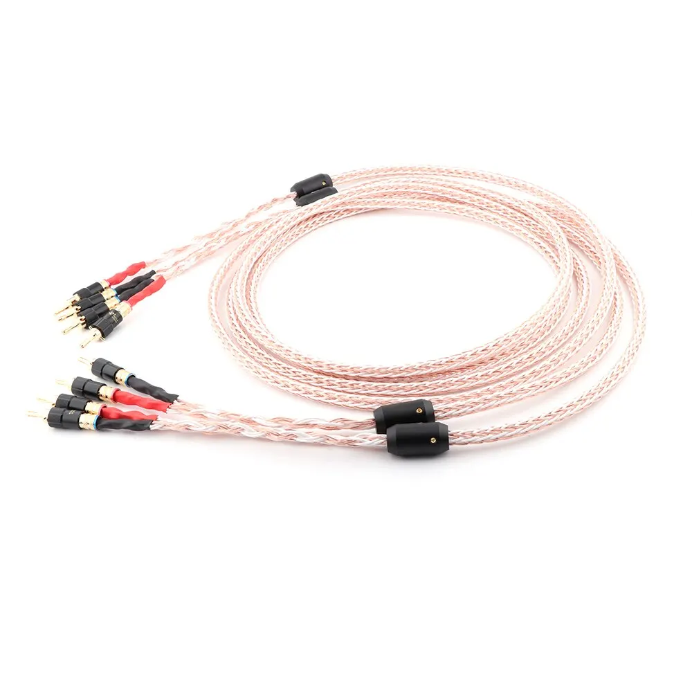 

Pair HiFi Speaker Wire Speaker Cable with Rhodium Plated Banana Plugs 10AWG (OFC) Speaker Wire