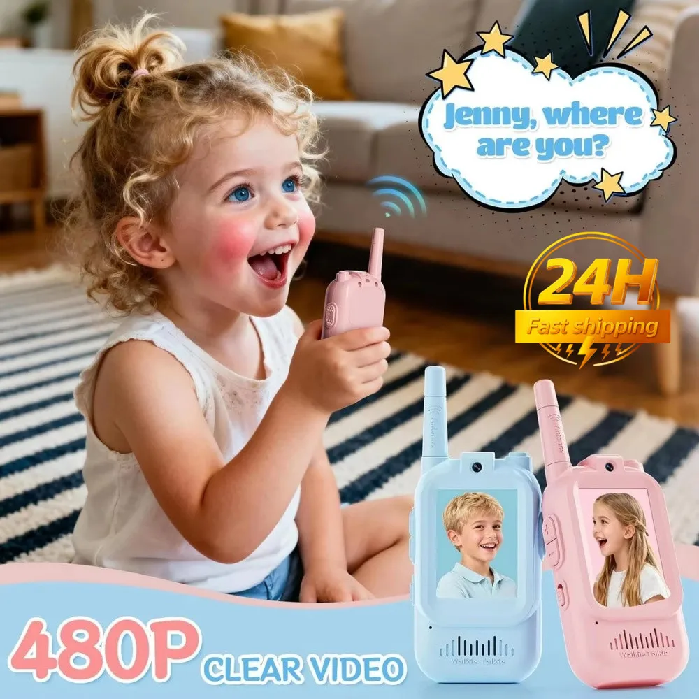 

Video Walkie Talkies for Kids 2 Pack Rechargeable Intercom Walkie-talkie 2 Screen One-Click Call Child Video Intercom