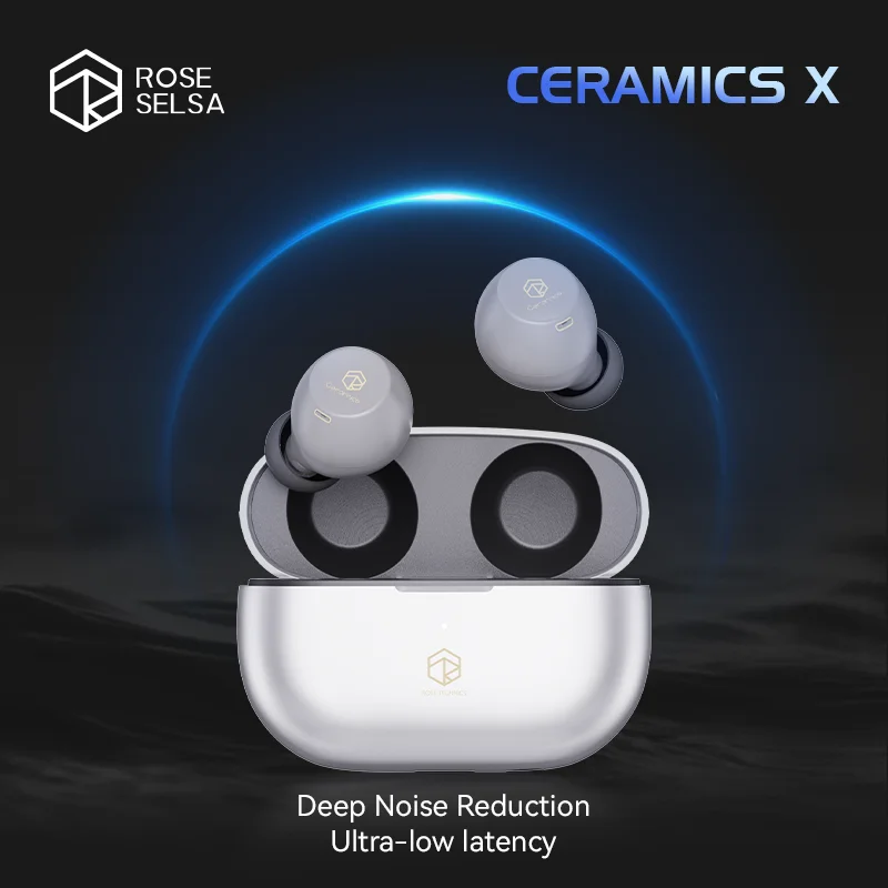 

ROSESELSA CERAMICS X True Wireless Stereo Earbuds, ANC Headphones with 4 HD Mics, IPX5 Sweat Resistant Anti-Wind Earphones, LDAC