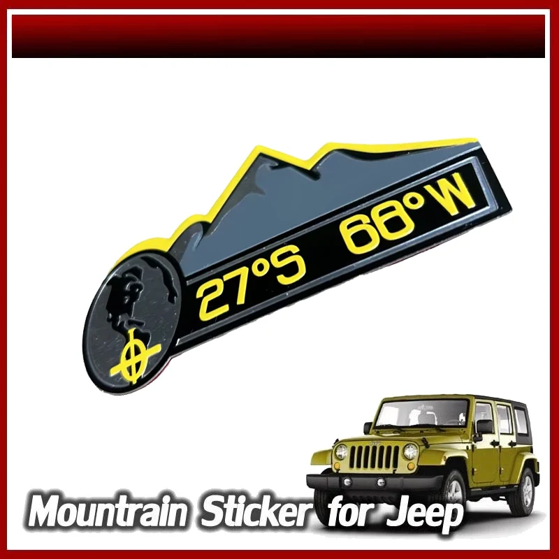 MOUNTAIN 27°S 68°W Decal Sticker Badge Emblem for For Jeep Wrangler JK Compass Grand Cherokee Patriot Liberty Renegade