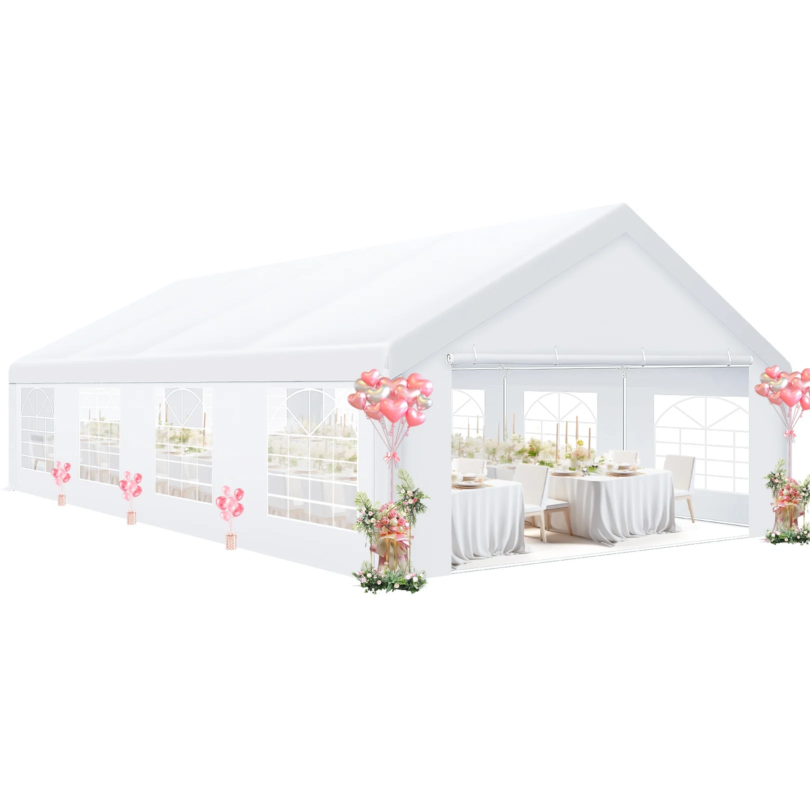 

20x30ft Party Tent Gazebo Heavy Duty Canopy Banquet Shed Pavilion With 6 Sidewall Commercial Wedding Gazebo UV 50+ Waterproof