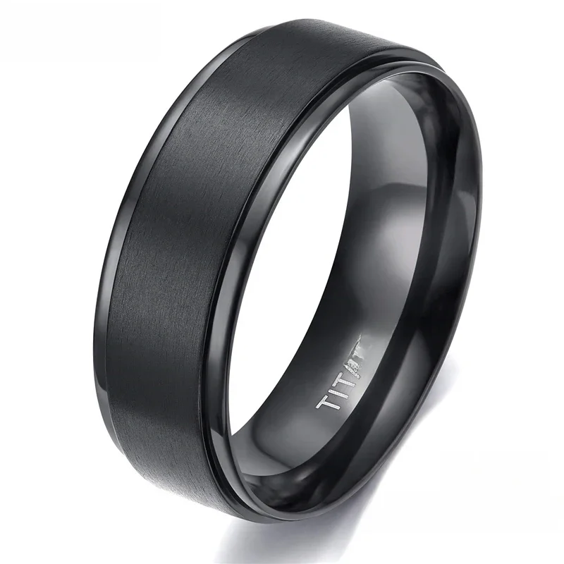 Tigrade 4/6/8/10mm czarny tytanowy pierścionek mężczyzna szczotkowana obrączka kobiety pierścionki zaręczynowe kolor srebrny Bague Femme anneau bijoux — zdjęcie 2