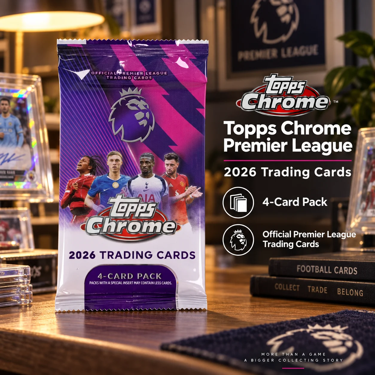 2026 Topps Chrome Premier League Soccer Blaster Pack, 4 Cards Per Pack, Collectible Trading Cards for Pack Opening and Building a Personal Collection, Sports Memorabilia for Soccer Fans and Collectors