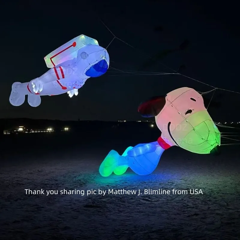 Colgante de lavandería de línea inflable suave para pipa de perro LED de 3,7 m para pipa de adulto volando por la noche en alto brillo con LED de esquina redonda