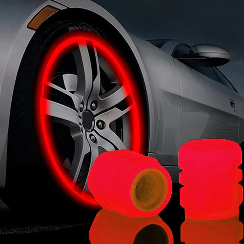 Bouchons de Valve de pneu lumineux universels rouge nuit brillant voiture Moto couvercle de Valve lumineux pneu roue moyeu style décor accessoires automobiles