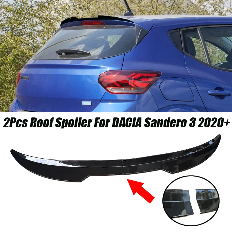 2Pcs 99cm Car Rear Roof Spoiler Lip For DACIA Sandero 3 (DJF) 2020+ Gloss Black ABS